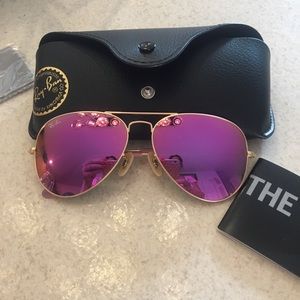 Ray-bans aviator sunglasses gold-Frame pink flash